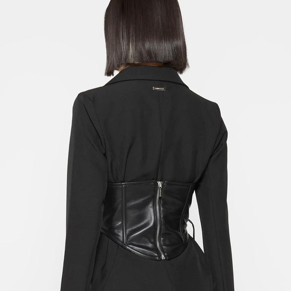 BLAZER WITH VEGAN LEATHER CORSET - Picture 3 of 4